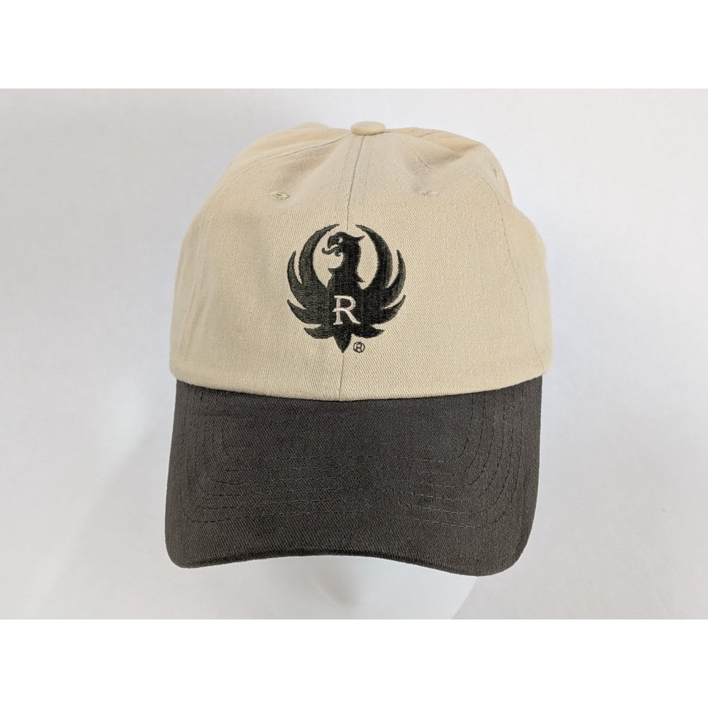 Ruger Baseball Cap Hat Beige Dark Gray 100% Cotton Mountain Lakes Inc Logo
